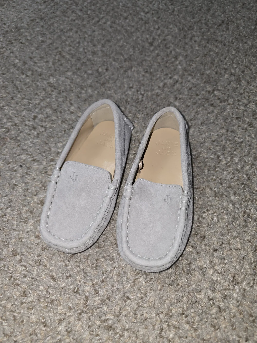 Janie and Jack Light Gray Suede Slip-On Loafers Size 7